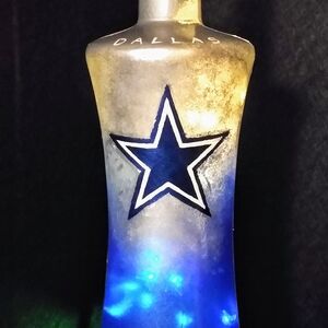 Blue and Silver Glass Art Bottle